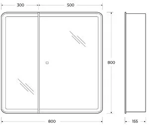 Шкаф-зеркало BelBagno 80x80 белый SPC-MAR-800/800-2A-LED-TCH, 2