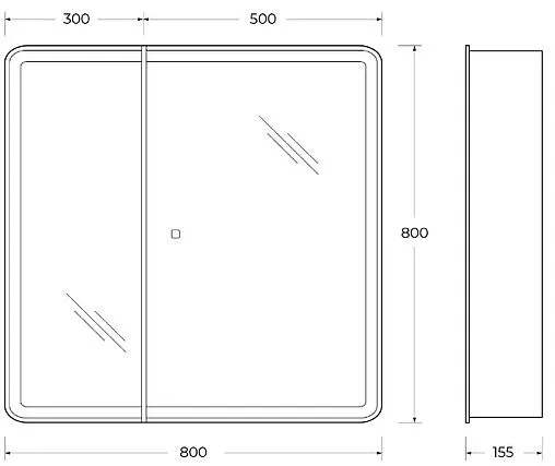 Шкаф-зеркало BelBagno 80x80 белый SPC-MAR-800/800-2A-LED-TCH