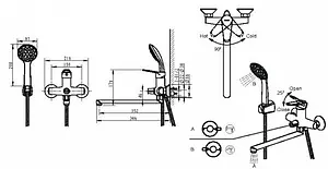 Смеситель для ванны с длинным изливом Bravat Emeralda хром F6135147CP-LB-RUS, 2