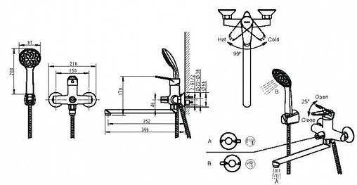 Смеситель для ванны с длинным изливом Bravat Emeralda хром F6135147CP-LB-RUS