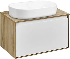 Тумба-умывальник подвесная Aquaton Либерти 70 дуб эльвезия/белый глянец 1A2798K3LYC70, 1