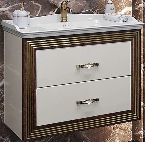 Тумба под умывальник подвесной Opadiris Карат 80 бежевый/золото 00-00003520