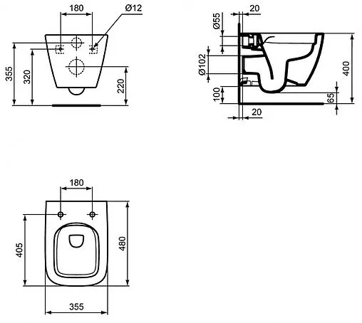 Унитаз подвесной безободковый Ideal Standard I.Life S RimLS+ белый T459201