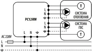 Контроллер для управления насосами отопления и ГВС Salus PC12HW, 3