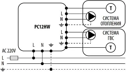 Контроллер для управления насосами отопления и ГВС Salus PC12HW