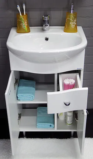 Тумба-умывальник напольная Айсберг Волна 50 белый DA1013T+46200081927581