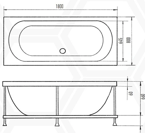 Ванна акриловая Aquanika Line 180х80 A1016075028 Ванна акриловая Aquanika Line 180х80 A1016075028