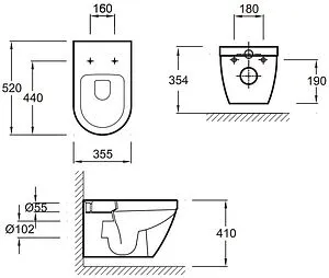 Комплект 6 в 1 Jacob Delafon Rodin+ E21750RU-BL с кнопкой E36496-BL черный матовый, 4