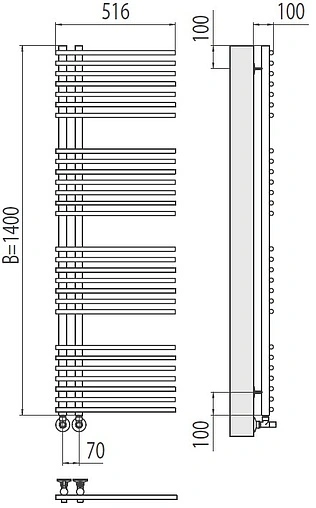 Полотенцесушитель водяной лесенка Terminus Астра П28 70х1400 полированная сталь 4670078530516