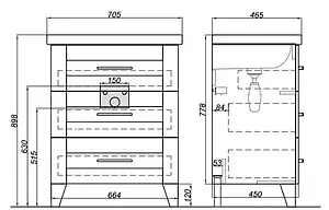 Тумба-умывальник напольная Aqwella Foster 70 дуб сонома FOS01073DS+187813, 2