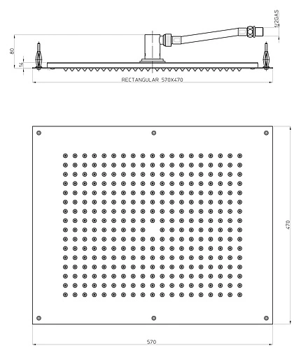 Лейка верхнего душа Bossini DREAM - Rectangular хром H38391.030
