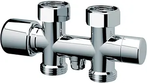 Узел нижнего подключения радиатора с байпасом терморегулирующий прямой ¾"ек x ¾"ек LadyFAR серебро FL 0266 3434 Узел нижнего подключения радиатора с байпасом терморегулирующий прямой ¾"ек x ¾"ек LadyFAR серебро FL 0266 3434, 1