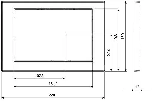 Клавиша смыва для унитаза KK-POL M10 350/PPC/080-00-00 черный матовый