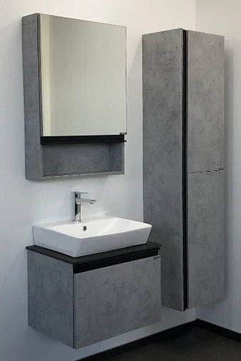 Тумба-умывальник подвесная Comforty Эдинбург 60 бетон светлый/чёрный 00-00001928CF Тумба-умывальник подвесная Comforty Эдинбург 60 бетон светлый/чёрный 00-00001928CF