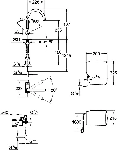 Смеситель для кухни со встроенным нагревом воды Grohe Red Duo хром матовый 30083DC0