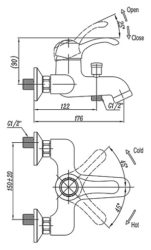 Смеситель для ванны Cezares Lira бронза LIRA-VDM1-02