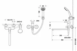 Смеситель для ванны с длинным изливом Bravat Stream хром F63783C-LB Смеситель для ванны с длинным изливом Bravat Stream хром F63783C-LB, 2