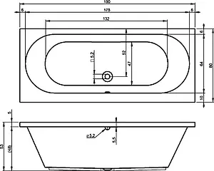 Ванна акриловая Riho CAROLINA 190x80 B057001005, 3
