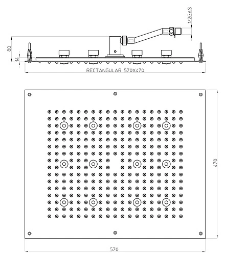 Лейка верхнего душа Bossini DREAM - Rectangular Light хром H37455.030