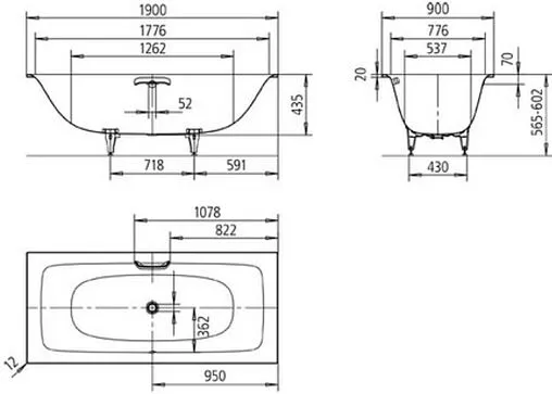 Ванна стальная Kaldewei Silenio 190x90 mod. 678 anti-slip (полный) белый 267834010001