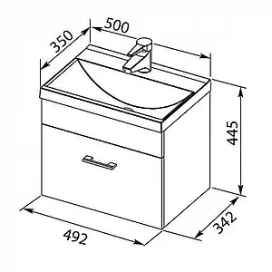 Тумба под умывальник подвесная Aquanet Нота 50 белый 00159138 Тумба под умывальник подвесная Aquanet Нота 50 белый 00159138, 2