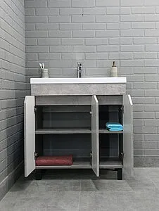 Тумба под умывальник напольная Домино Vector 80 метрополитан грей/бетон серый DV6614T, 5