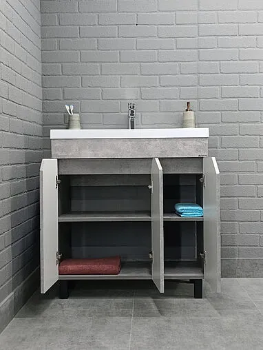 Тумба под умывальник напольный Домино Vector 80 метрополитан грей/бетон серый DV6614T