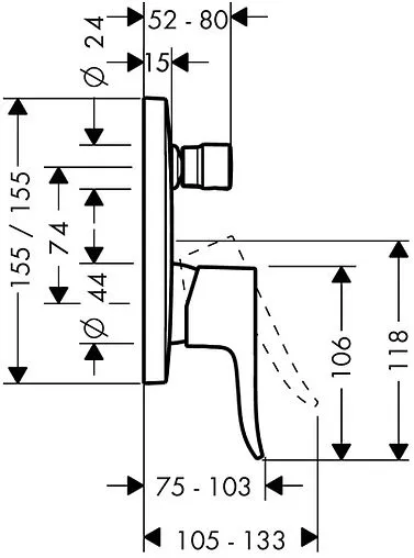 Смеситель для ванны скрытого монтажа Hansgrohe Metris хром 31451000