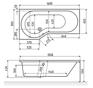 Ванна акриловая Excellent Be Spot 160x80 L WAEX.BSL16WH Ванна акриловая Excellent Be Spot 160x80 L WAEX.BSL16WH, 2