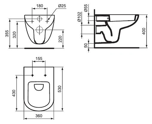Унитаз подвесной Ideal Standard Tempo белый T331101