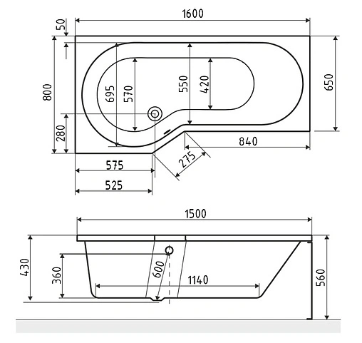 Ванна акриловая Excellent Be Spot 160x80 L WAEX.BSL16WH