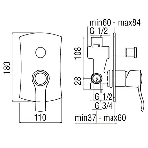 Смеситель для ванны скрытого монтажа Nobili Sofi хром SI98100CR, 2