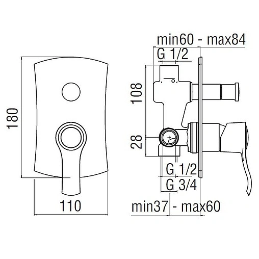 Смеситель для ванны скрытого монтажа Nobili Sofi хром SI98100CR