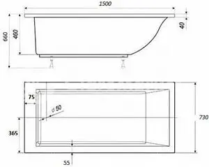 Ванна из искусственного камня Toni Arti Pietra 150x70 белый TA-P15070 Ванна из искусственного камня Toni Arti Pietra 150x70 белый TA-P15070, 2