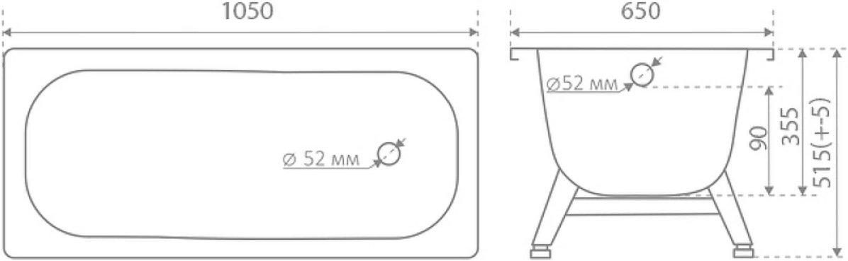 Ванна стальная Antika 105х65 белая орхидея А-10901