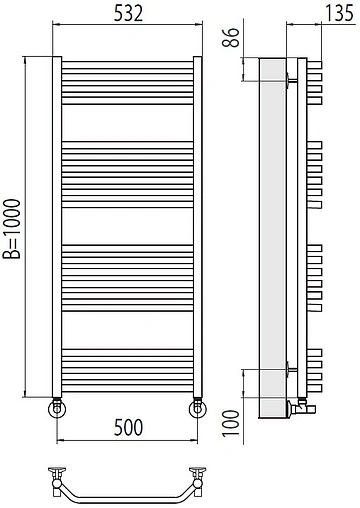 Полотенцесушитель водяной лесенка Terminus Виктория П20 500х1000 полированная сталь 4670078529541