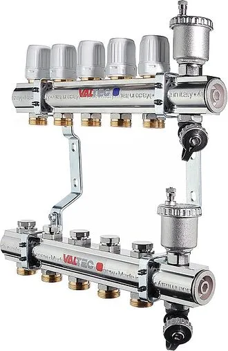 Группа коллекторная без расходомеров 11 отводов 1&quot;в/в x ¾&quot;ек Valtec VTc.594.EMNX.0611