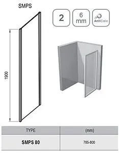 Боковая стенка 800мм прозрачное стекло Ravak SmartLine SMPS-80 L 9SL40A00Z1, 2