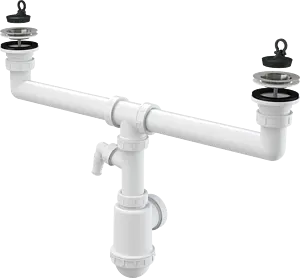 Сифон бутылочный для двойной мойки AlcaPlast A449P-DN50/40 Сифон бутылочный для двойной мойки AlcaPlast A449P-DN50/40, 1