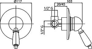 Смеситель для душа скрытого монтажа Cezares Vintage хром/чёрный VINTAGE-DIM-01-Sw-N Смеситель для душа скрытого монтажа Cezares Vintage хром/чёрный VINTAGE-DIM-01-Sw-N, 2