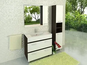 Шкаф-зеркало Comforty Манчестер 90 R белый/венге 00003125185CF Шкаф-зеркало Comforty Манчестер 90 R белый/венге 00003125185CF, 3