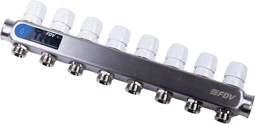 Группа коллекторная с расходомерами 8 отводов 1&quot;в/в x ¾&quot;ек FDV S1101A-⅛