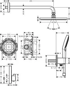 Душевая система с термостатом для душа Hansgrohe Raindance S 240 1jet PowderRain с ShowerSelect S хром 27951000 Душевая система с термостатом для душа Hansgrohe Raindance S 240 1jet PowderRain с ShowerSelect S хром 27951000, 2