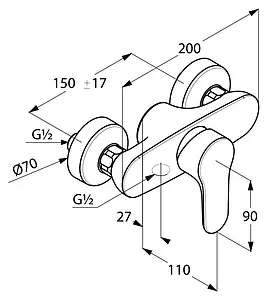 Смеситель для душа Kludi Objekta хром 327640575 Смеситель для душа Kludi Objekta хром 327640575, 2