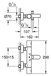Термостат для ванны Grohe Grohtherm 1000 Cosmopolitan хром 34215002, 2