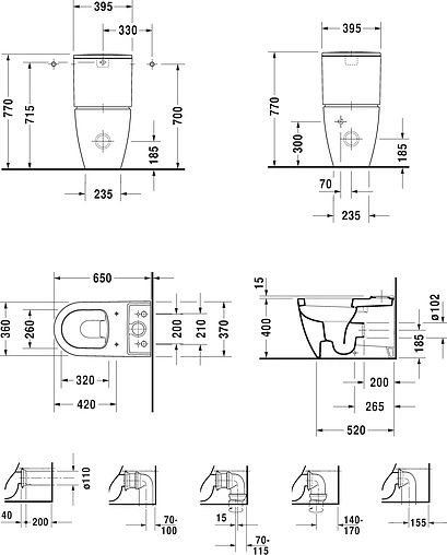 Унитаз-компакт Duravit ME by Starck белый 2170090000+0938100005