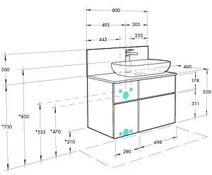 Тумба-умывальник подвесная Aquaton Мишель 80 дуб эндгрейн 1A2772K2MIX40, 2