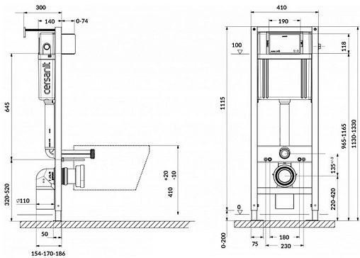 Комплект 6 в 1 Cersanit City CO DPL EO 63485 с кнопкой Pilot белый глянцевый