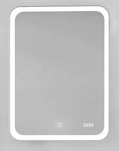 Шкаф-зеркало Jorno Bosko 60 с подсветкой и часами белый Bos.03.60/W