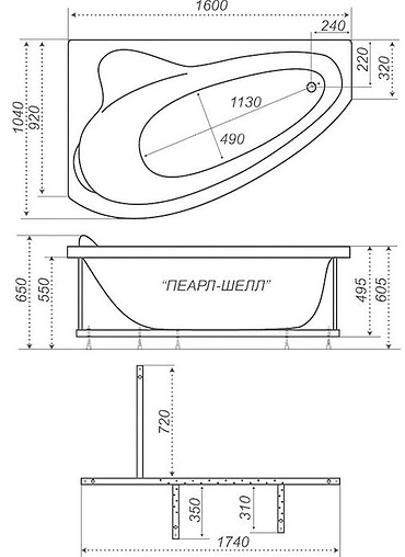 Ванна акриловая Triton Пеарл-Шелл 160x104 L Н0000000209 Ванна акриловая Triton Пеарл-Шелл 160x104 L Н0000000209